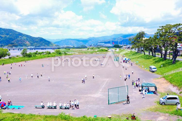グランドゴルフ会場の風景 グランドゴルフ,高齢者,シニアの写真素材