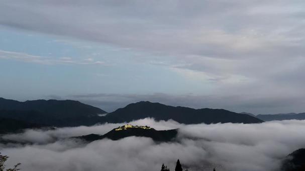 雲海　天空の城 雲海,竹田城,天空の城の写真素材