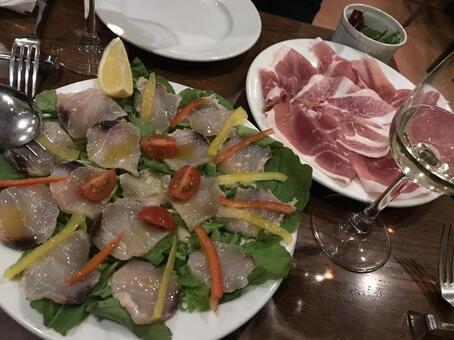 カルパッチョと生ハム グルメ,食べ物,生ハムの写真素材