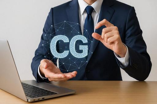 CG技術を扱うビジネスマン・スーツ男性 CG技術を扱うビジネスマン・スーツ男性の写真