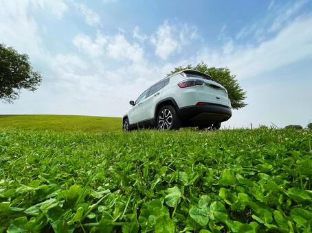 車と空 suv,車,自動車の写真素材