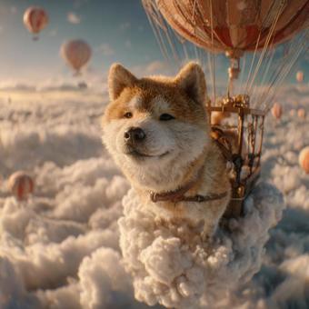 雲の上の犬の写真