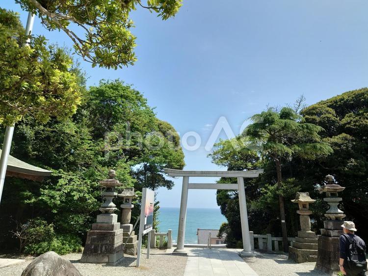 鳥居と海 大洗磯前神社,鳥居,海の写真素材