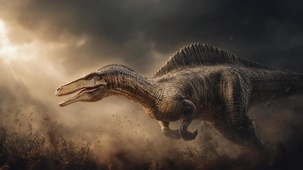 迫力のあるスピノサウルスのクローズアップの写真