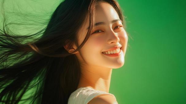 바람에 나부끼는 머리를 가진 여자, 여성, 아름다운, 머리, JPG