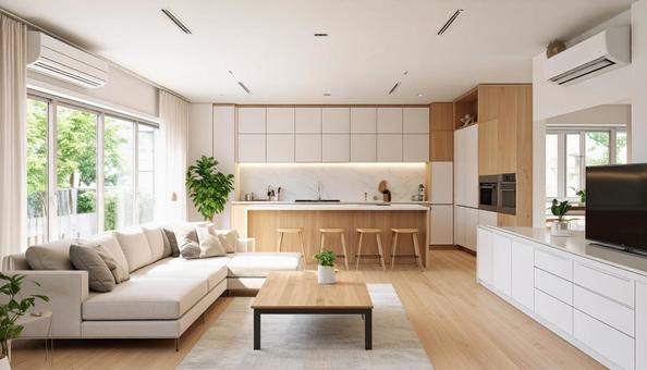日本の近代的な住宅のリビング 日本の近代的な住宅のリビングの写真